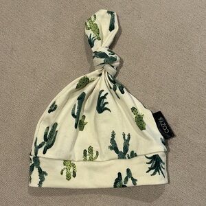 Top Knot Newborn Beanie with Cactus Print